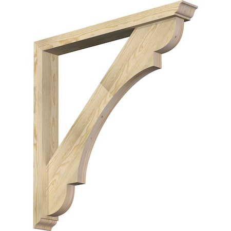 Ekena Millwork Olympic Traditional Rough Sawn Bracket w/ Offset Brace, Douglas Fir, 4"W x 32"D x 32"H BKT0402X32X32OLY01RDF